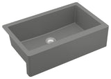 Karran Farmhouse/Apron-Front Quartz 34" Single Bowl Sink Kit, Grey