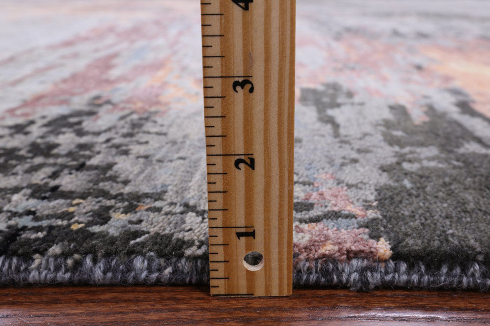 8' 0" X 10' 2" Wool and Silk Modern Branches, a Vase Design Handmade Rug Q8875