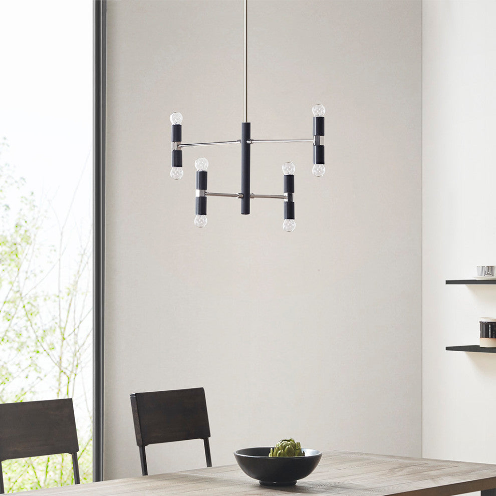 INK+IVY Gardham Arm Sphere 8-Light Chandelier, Black/Silver