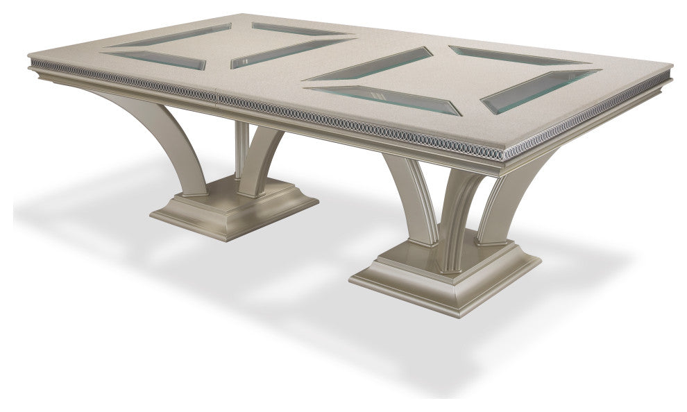 AICO Michael Amini Hollywood Swank Rectangular Dining Table, Pearl Caviar