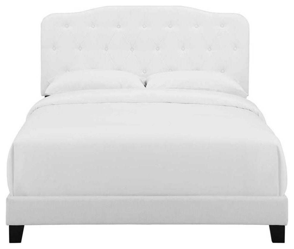 Modway Amelia King Upholstered Polyester Fabric Bed in White Finish
