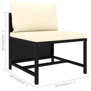 vidaXL 5 Piece Patio Sofa Set With Cushions Black Poly Rattan