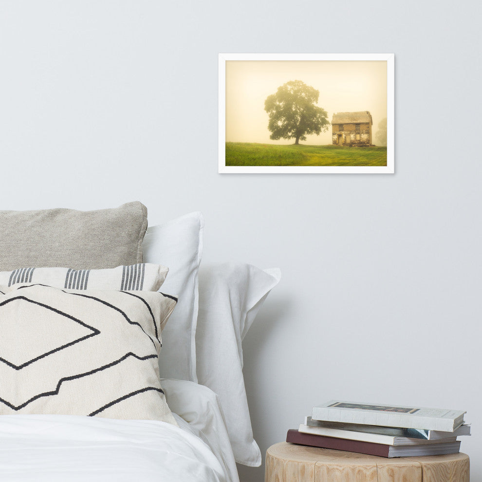 Abandoned House Rural Landscape Framed Photo Paper Wall Art Prints, White, 12" X 18"