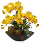 Phalaenopsis Orchid & Mixed Succulent Garden Artificial Arrangement in Yellow