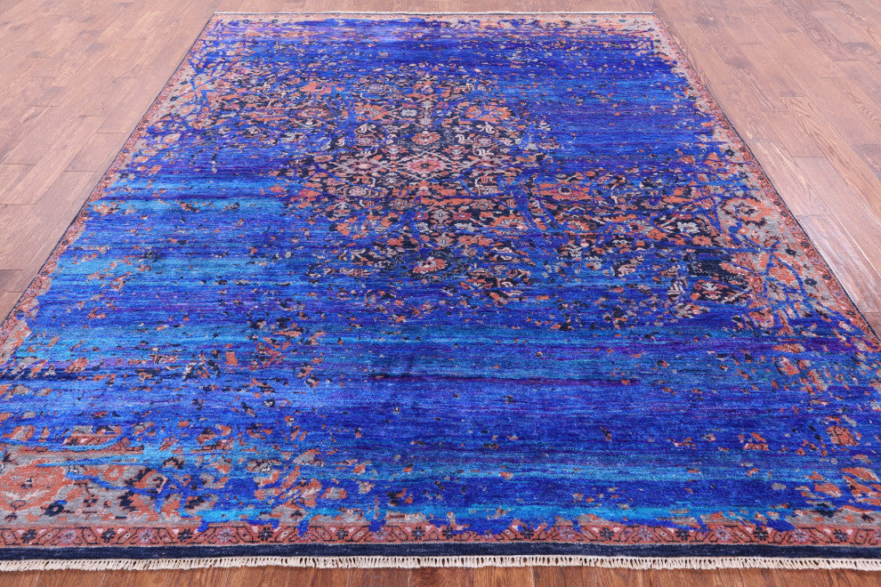 8' 2" X 9' 11" Modern Fine Serapi Hand Knotted Wool & Silk Rug - Q13502