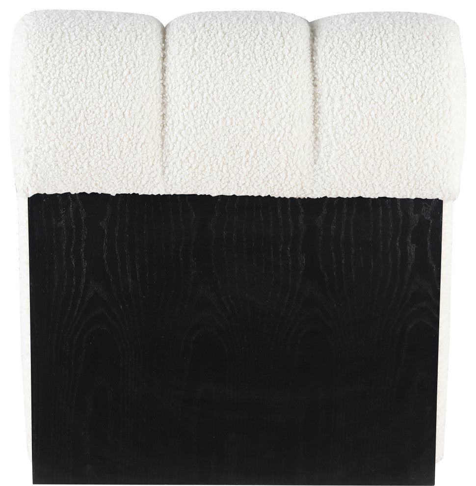 Swoon Faux Sheepskin Upholstered Accent Chair, Cream, Black Oak Veneer