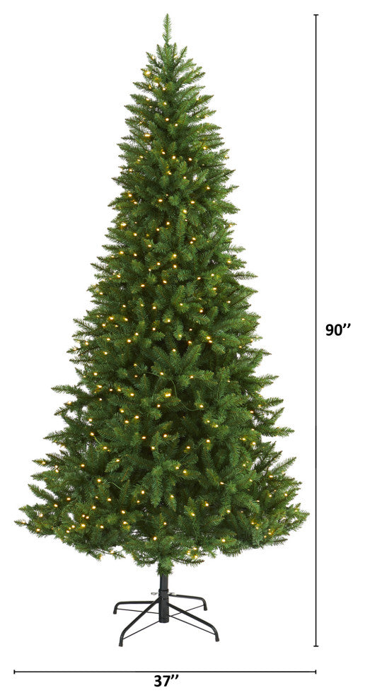7.5' Green Valley Fir Artificial Christmas Tree With 500 Clear LED Lights