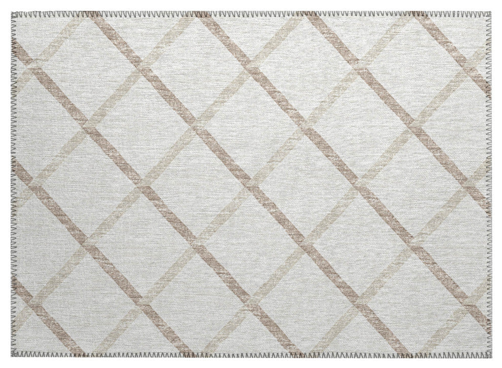 Indoor/Outdoor York YO1 Ivory Machine Washable 1'8" x 2'6" Rug