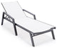 LeisureMod Marlin Outdoor Patio Stackable Chaise Lounge Chair With Armrests, White
