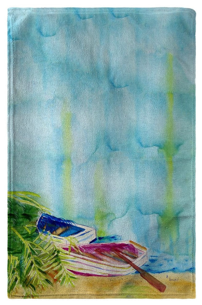Betsy Drake Watercolor Rowboats Beach Towel