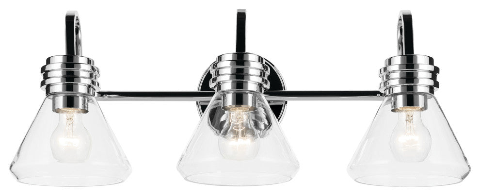 26" 3-Light Vanity Light With Clear Glass