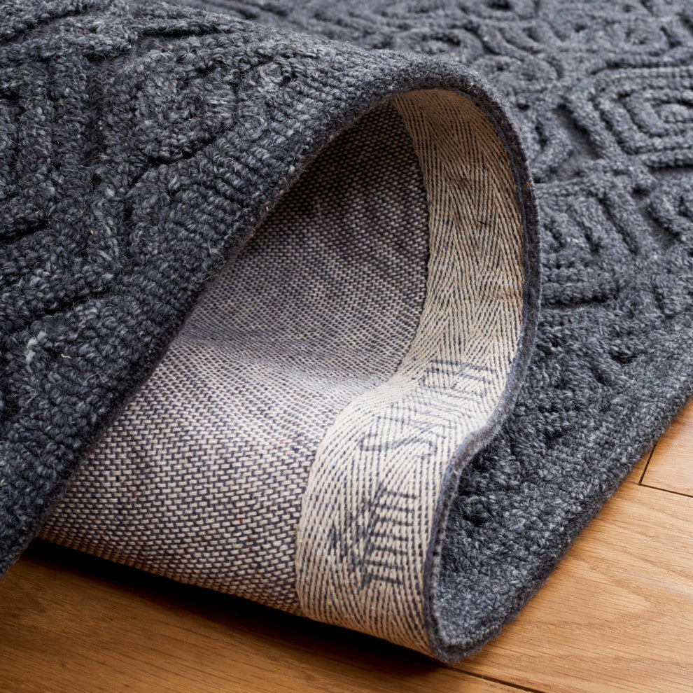 Safavieh Textural Collection TXT101H Rug, Charcoal, 6' X 6' Round