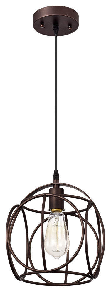 CHLOE Lighting IRONCLAD Industrial 1-Light Oil Rubbed Bronze Mini Pendant