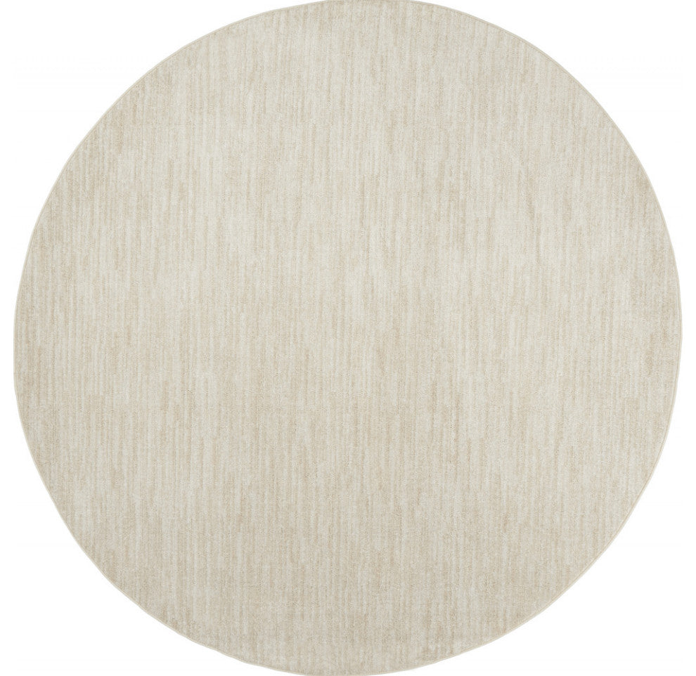 8' X 8' Ivory And Beige Round Non Skid Indoor Outdoor Area Rug