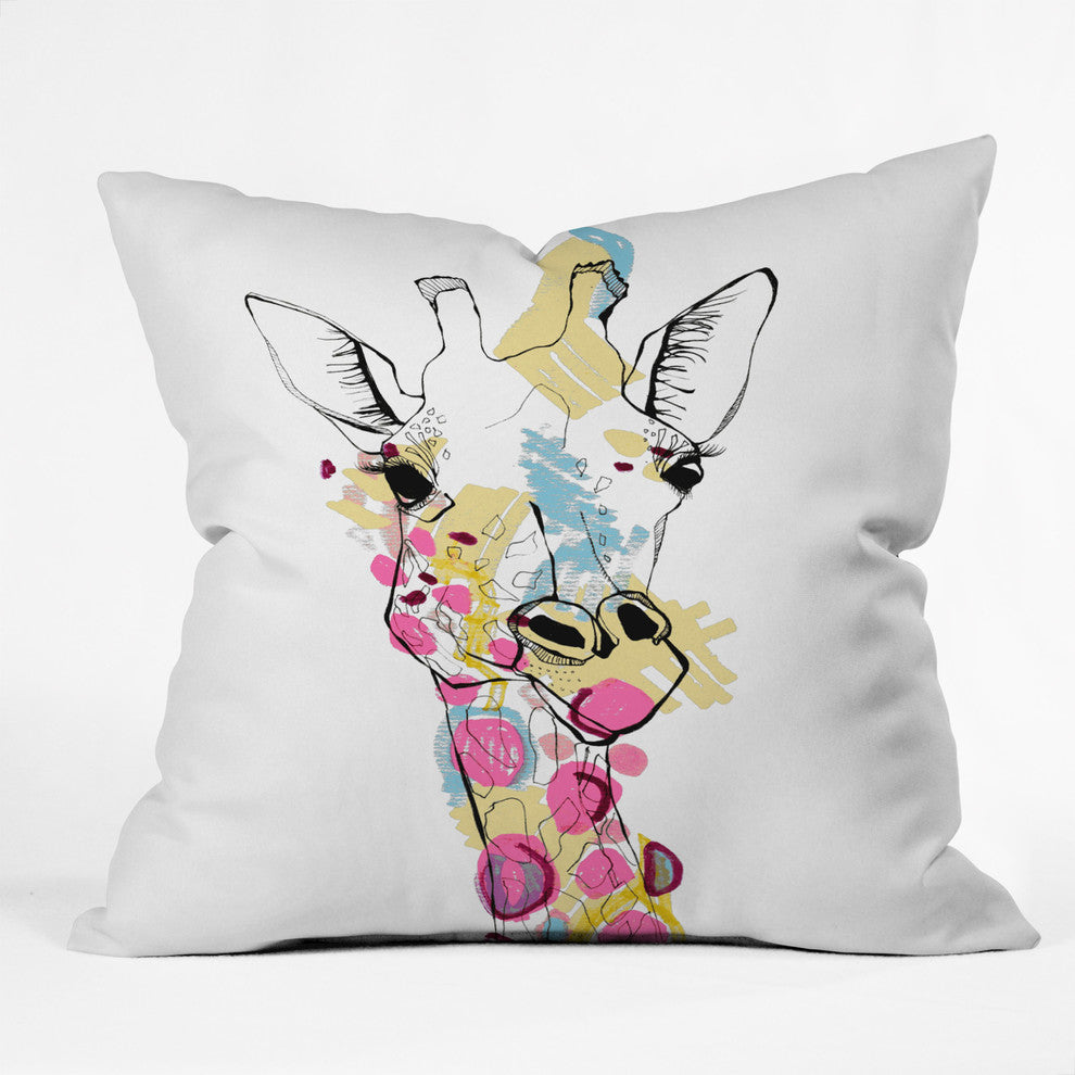 Casey Rogers Giraffe Color Throw Pillow, 18"x18"