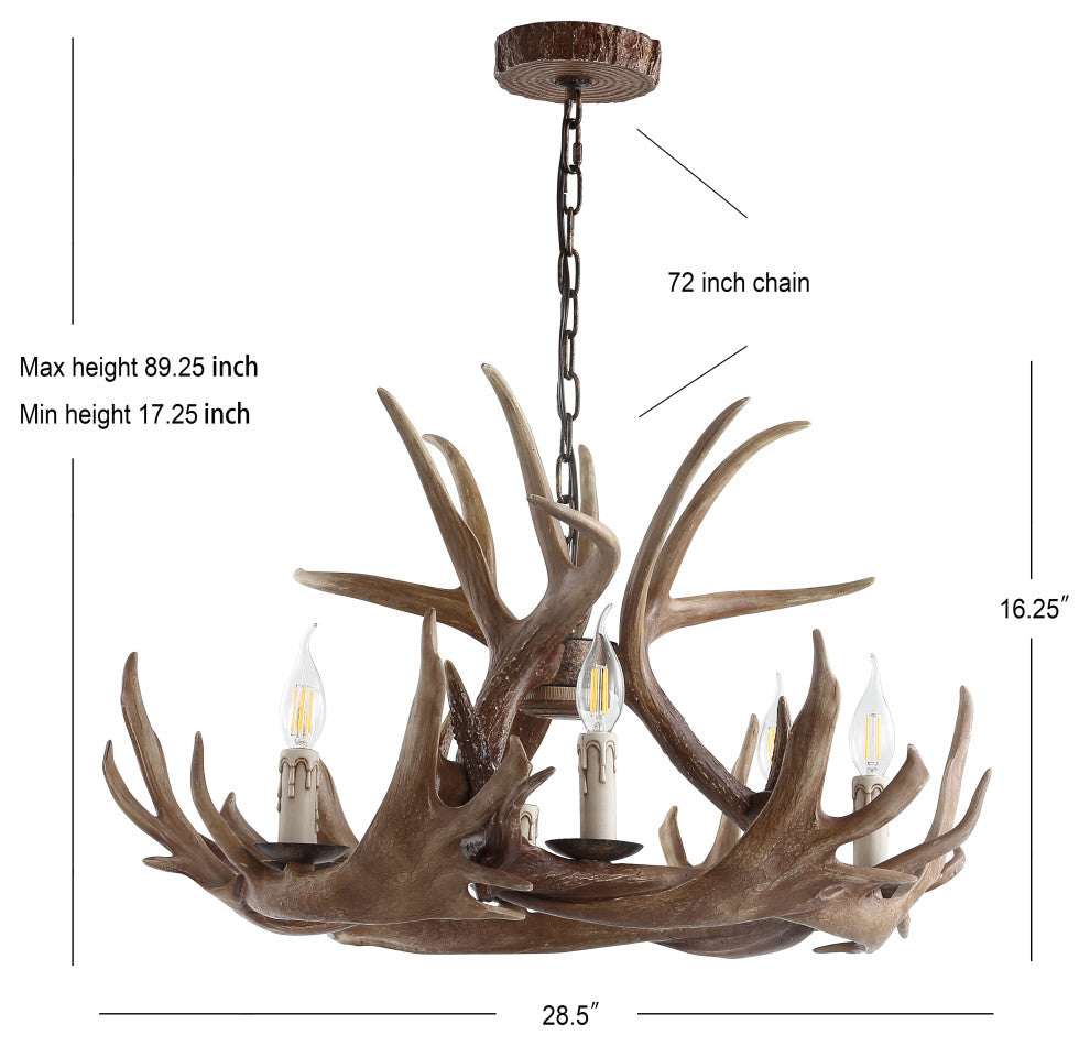 Eldora Adjustable Resin Antler 6-Light Chandelier, Width: 28.5"