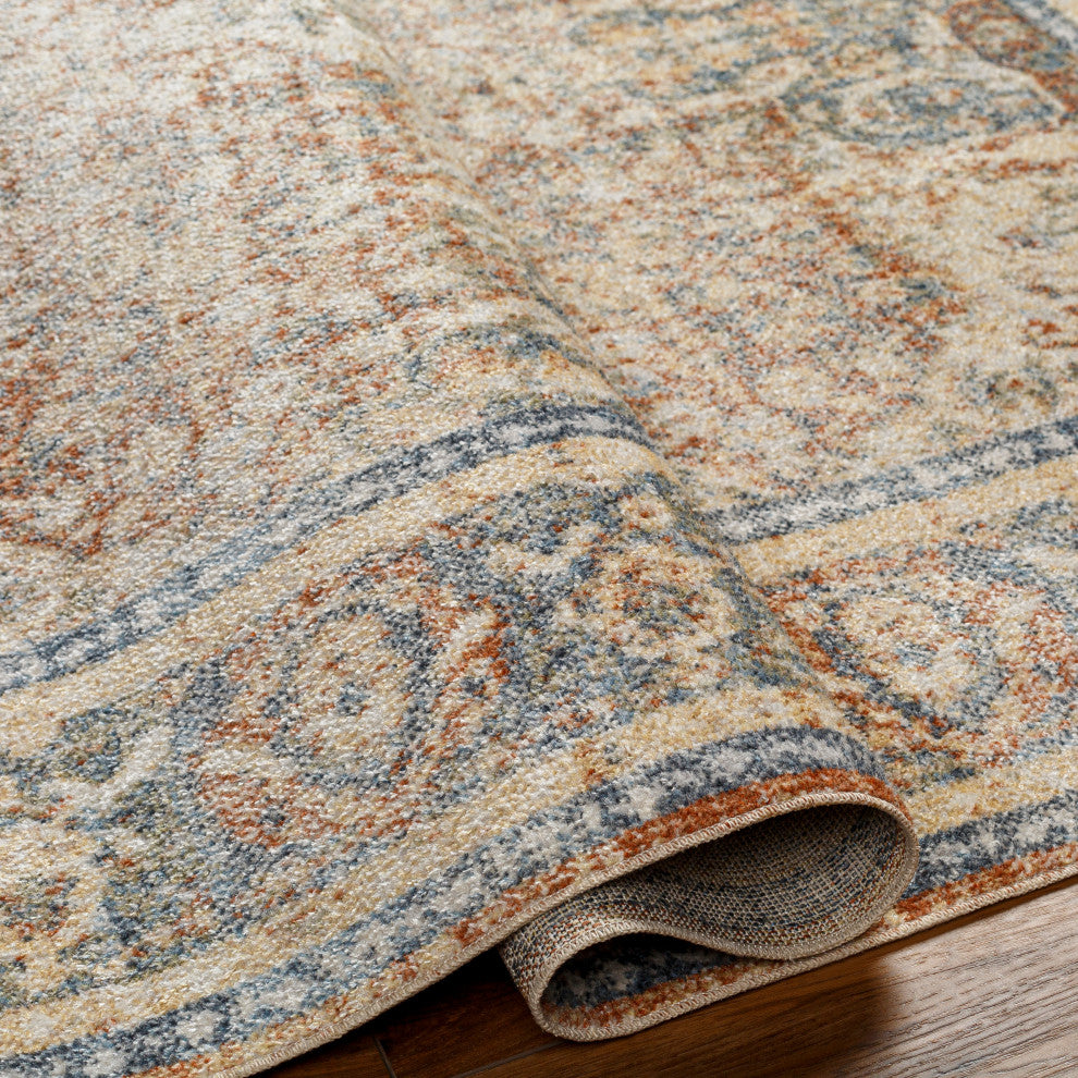 Lillian LLL-2304 Orange/Blue Machine Woven 6'7" x 9' Rug