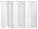 6' Tall Window Pane Shoji Screen, White, 6 Panels