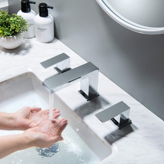 Cube 8" Widespread Bathroom Sink Faucet With Drain Assembly, Chrome