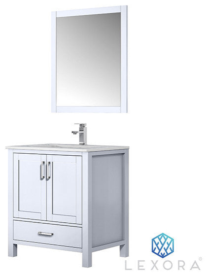 Jacques 30" White Single Sink Vanity Set with White Carrara Marble Top