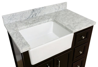 Zelda 36" Bathroom Vanity, Base: Chocolate, Top: Carrara Marble