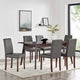 Side Dining Chair and Table Set, Faux Leather, Drak Brown Gray, Modern