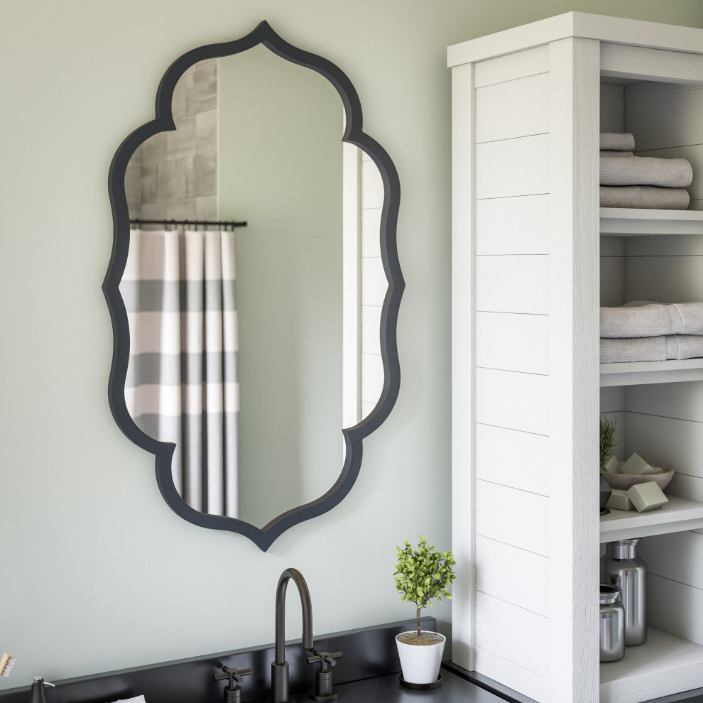 Kenroy 60537BL Wall Mirror, Caroline Collection, Black Finish