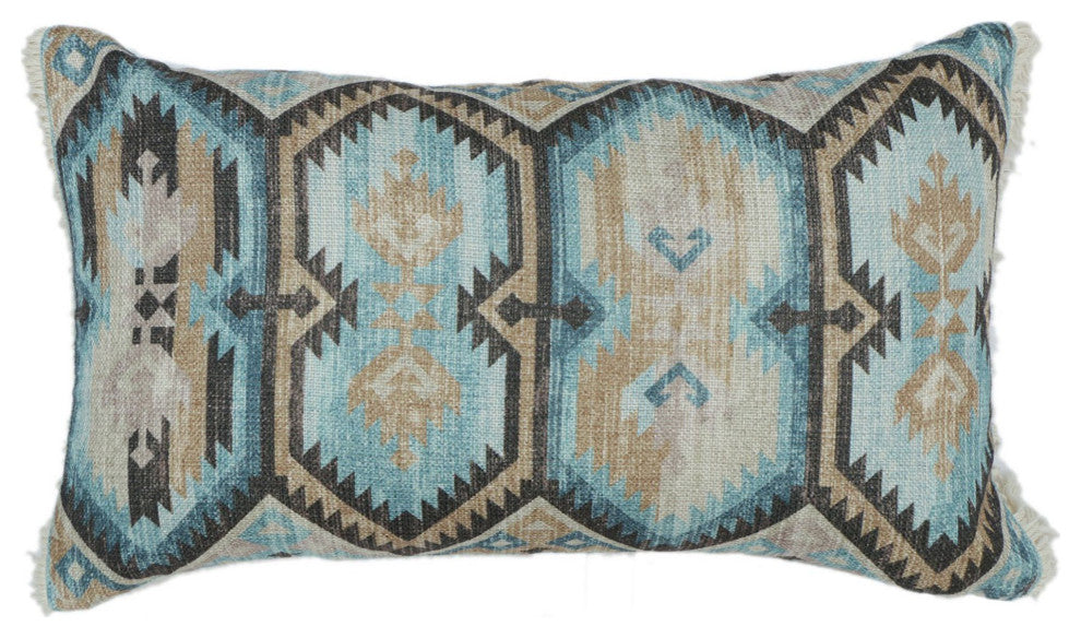 Turquoise Machine Woven Lander Throw Pillow, 16" x 26"