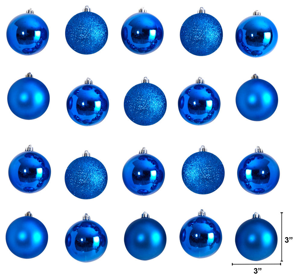 Holiday Xmas 20 Count 3" Shatterproof Ornaments W/ Re-Useable Storage Container