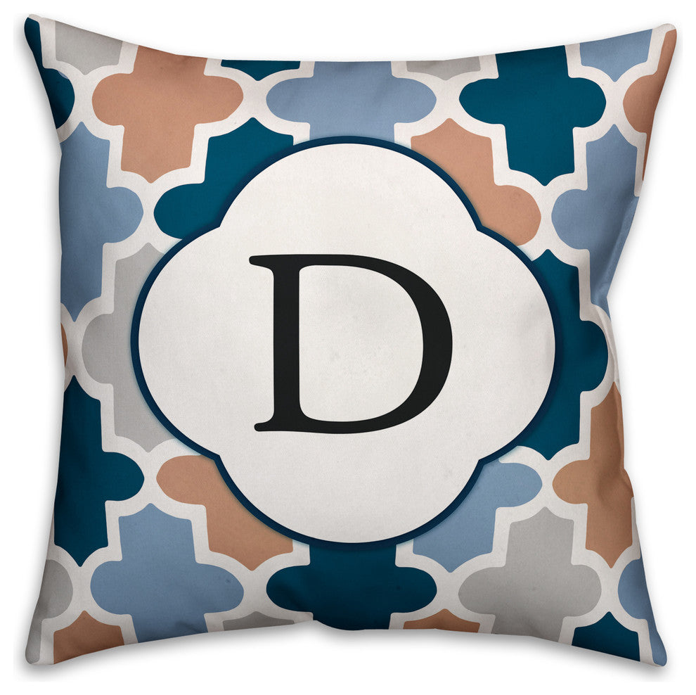 D Quatrefoil Monogram Spun Poly Pillow, 18x18