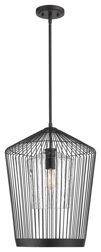 Zlite 342P19-MB 1-Light Pendant, Clear Seeded