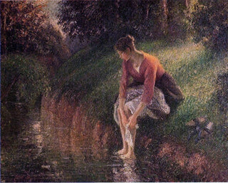 Camille Pissarro Young Woman Bathing Her Feet Wall Decal