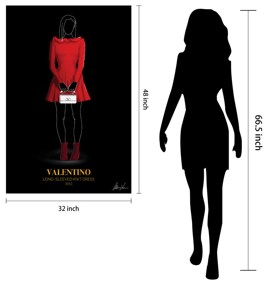 "V Fashion red look" Frameless Free Floating Printed Tempered Glass Wall Art