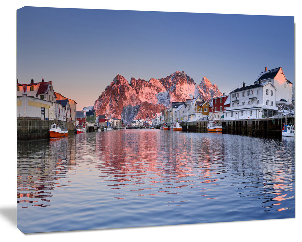 Henningsvaer on the Lofoten Norway, Modern Landscape Canvas Art, 40"x30"