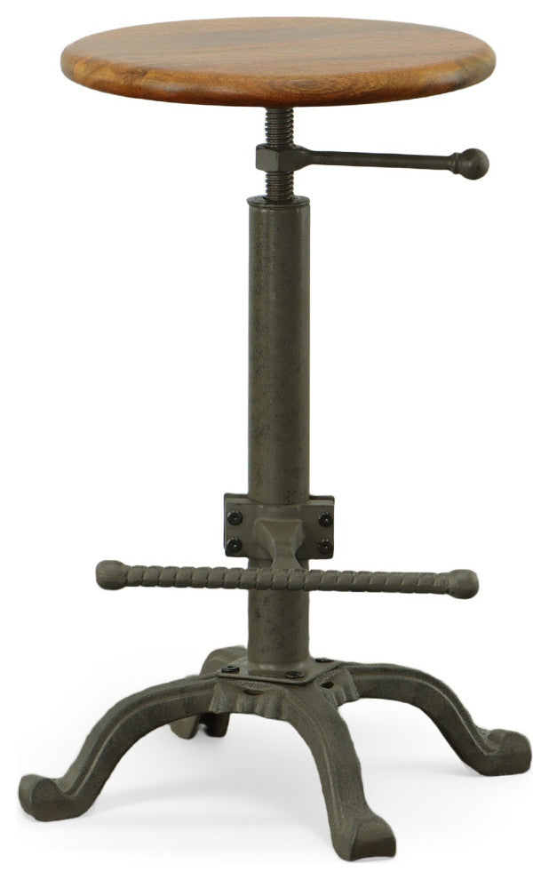 Justin Adjustable Stool, Chestnut/Industrial