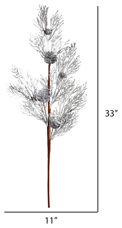 Glitter Pine Cone Artificial Christmas Spray , Silver, 36"
