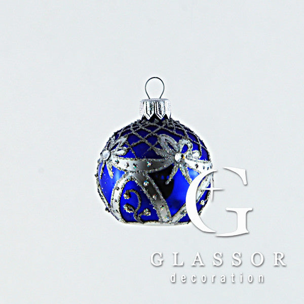 Blue Cardholder Ornament With Silver Ribbons