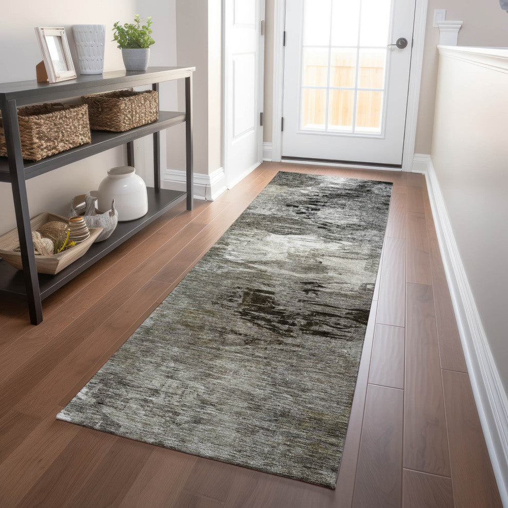 Machine Washable Indoor/Outdoor Chantille ACN597 Taupe 2'3" x 7'6" Runner Rug