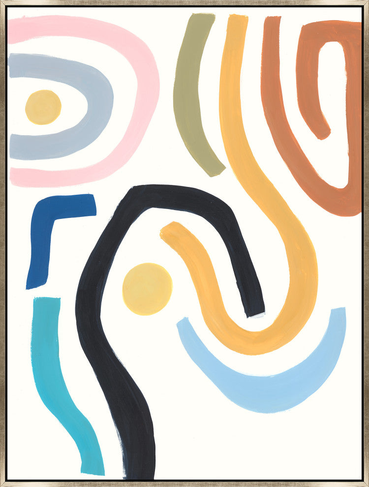36x48 Colorful Lines I, Framed Artwork, Silver
