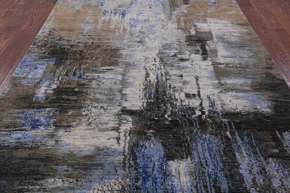 Wool and Silk Modern Hand Knotted Rug 6' 1" X 9' 0" Q7187