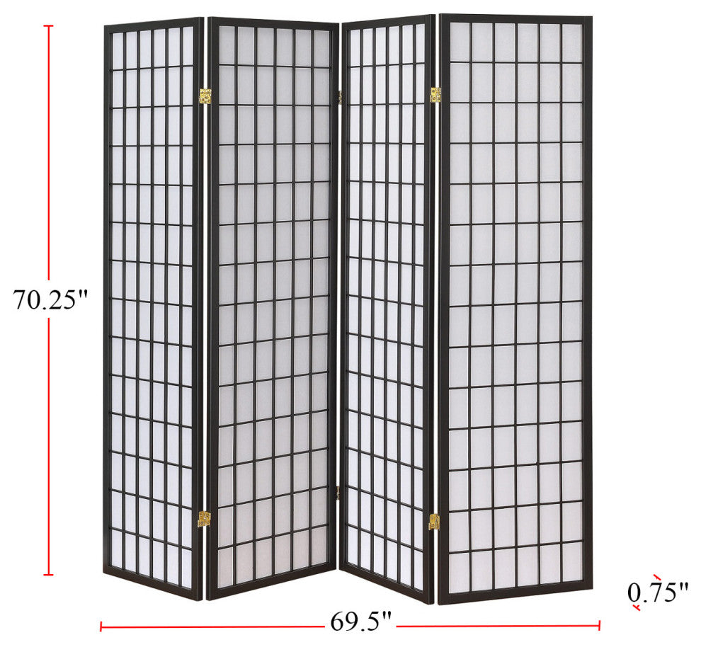 4 Panel Folding Floor Screen, Dark Gray and White