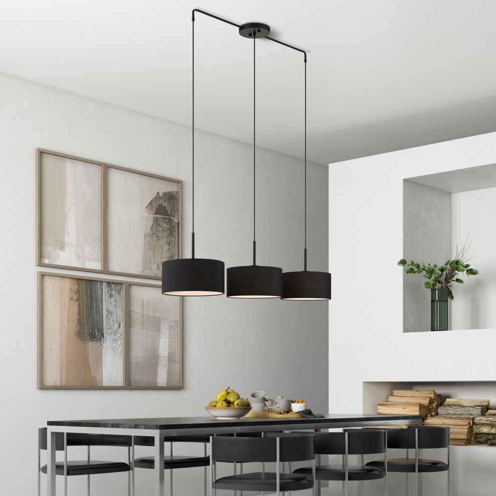 Bainbridge 3-Light Black Large Linear Chandelier