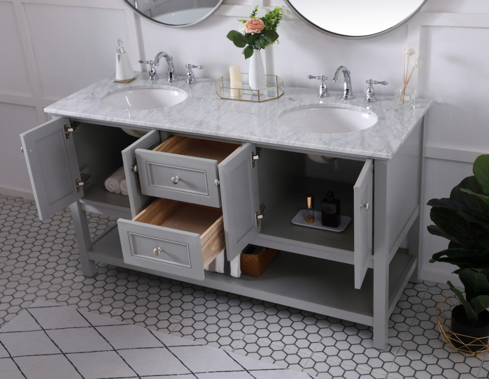 Home Living 60" Double Sink Bathroom Vanity Set, Gray
