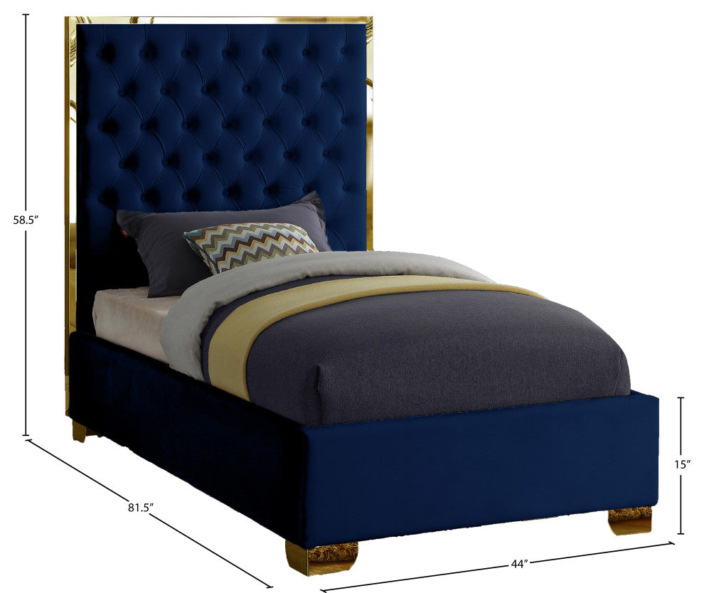Lana Velvet Bed, Navy, Twin
