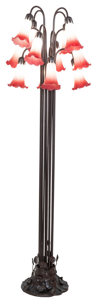 63" High Pink Tiffany Pond Lily 12 Light Floor Lamp