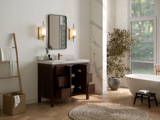 Elizabeth 42 Single Sink Bath Vanity in Dark Walnut Teak 2" Empira Quartz