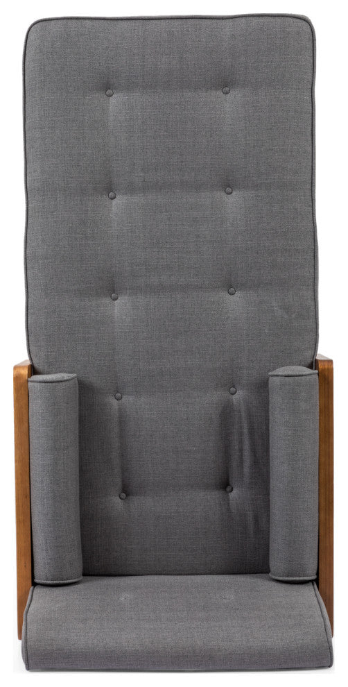 Miles Fabric Chaise Lounge, Gray and Dark Walnut