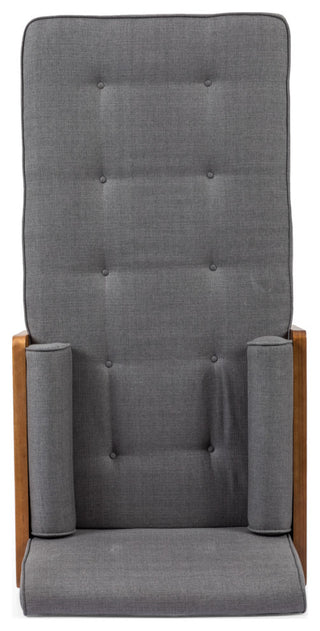 Miles Fabric Chaise Lounge, Gray and Dark Walnut