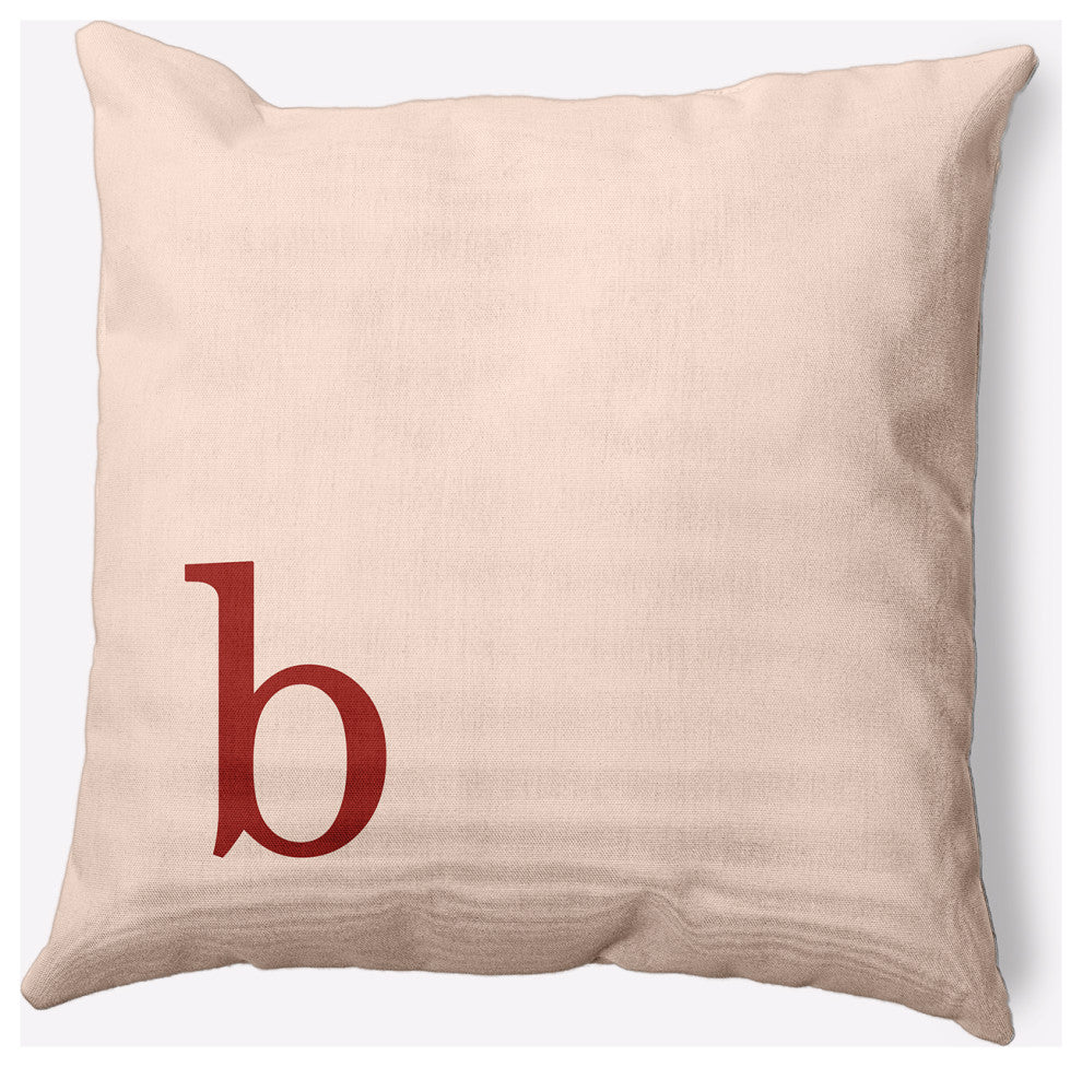 18" x 18" Modern Monogram Indoor/Outdoor Polyester Throw Pillow, Maple Red