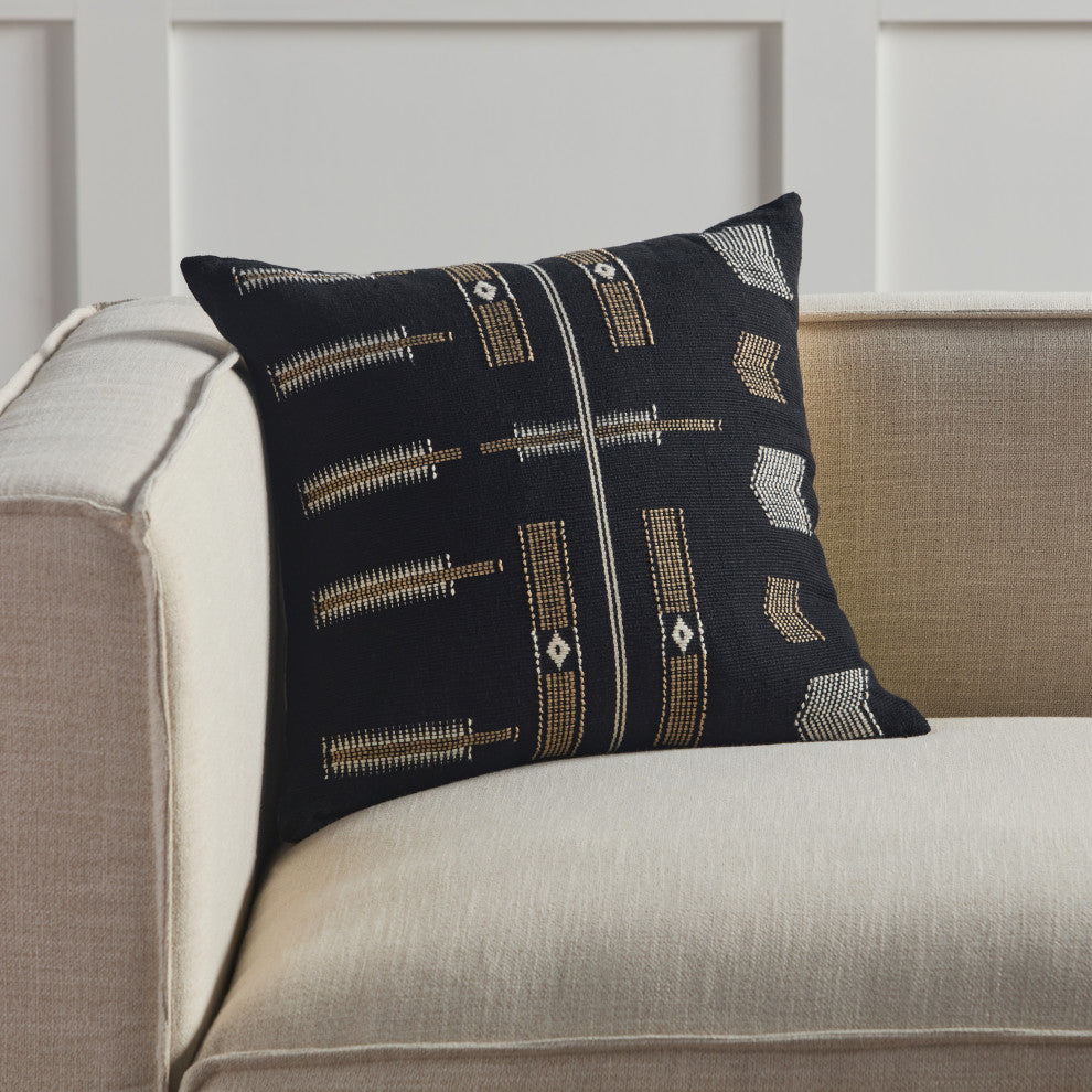 Jaipur Living Longkhum Tribal Black/Tan Poly Fill Pillow 18" Square